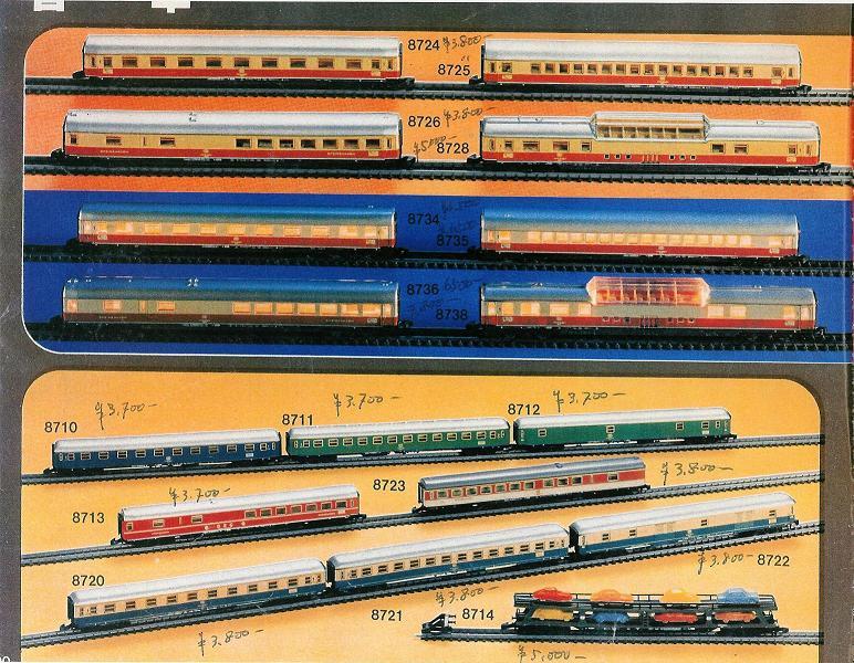 Maerklin（メルクリン）Zゲージ　客車4両　　室内灯点灯確認済 室内灯の変遷